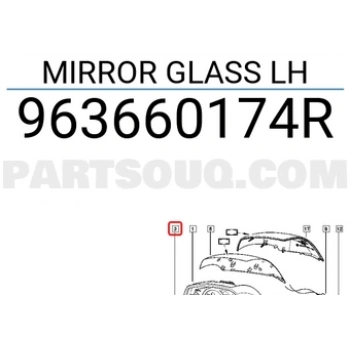 Renault Megane Iıı/Latitude 2009- Ayna Camı Sol Isıtmalı (Oem No:963660174R)