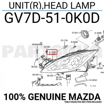 Japon Mazda 6 (Gh) 2.0 44082 Far Sağ  (Oem No:Gv7D510K0D)