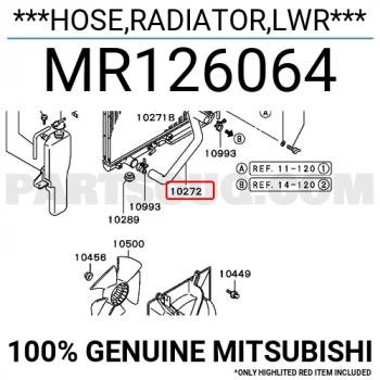 Japon Carisma (Da) 1.6 1996-2005 Radyatör Hortumu Alt . (Oem No:Mr126064)