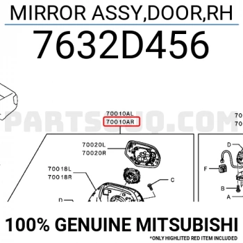 Ayna Dış Dikiz L200 2019-2023 Elektrikli Sinyalli 5 F (Oem No:7632D456)