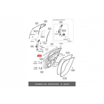 Cam Sıyırıcı Accent 2006-2011 Era Arka Kapı Dış Sağ (Oem No:832201E000)