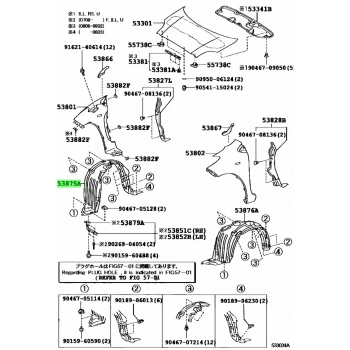 Çamurluk Davlumbazı Yaris 2006-2011 Ön R (Oem No:5387552140)