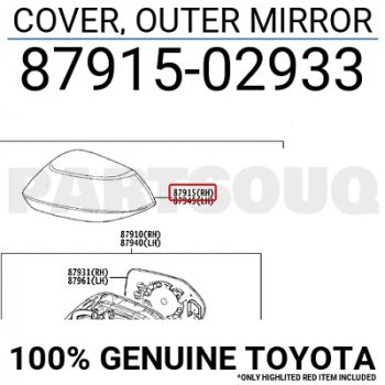 Kapak Ayna Dış Corolla 19 Sağ (Oem No:8791502933)