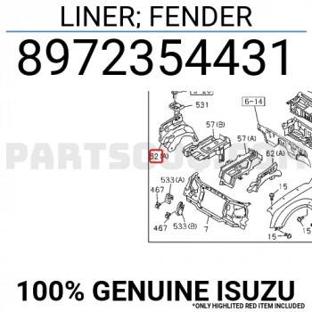 Çamurluk Davlumbazı Dmax 2004-2007 Ön L (Oem No:8972354431)