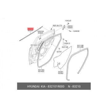 Cam Sıyırıcı Accent 2011-2019 Blue Arka Kapı Dış Sol (Oem No:832101R000)