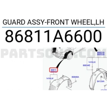 Çamurluk Davlumbazı İ30 2012-2016 Ön L (Oem No:86811A6600)