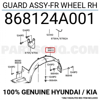 Çamurluk Davlumbazı Starex 1998-2008 Ön R (Oem No:868124A001)