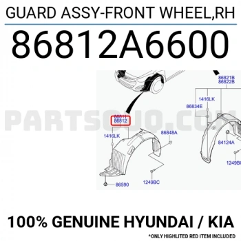 Çamurluk Davlumbazı İ30 2012-2016 Ön R (Oem No:86812A6600)