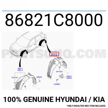 Çamurluk Davlumbazı İ20 2015-2019 Arka L (Oem No:86821C8000)
