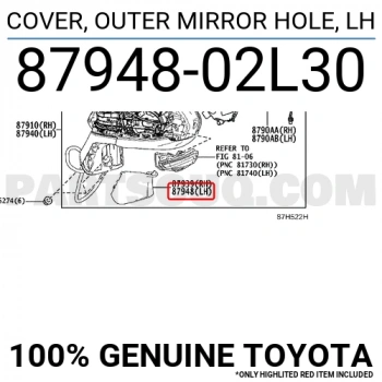 Kapak Ayna Alt Corolla 2019 Sonrası= Sol  (Oem No:8794802L30)