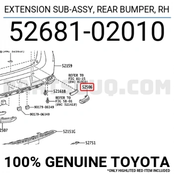 Kapak Reflektör Auris 2015-2017 Arka Sağ (Oem No:5268102010)