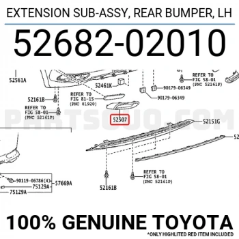 Kapak Reflektör Auris 2015-2017 Arka Sol (Oem No:5268202010)