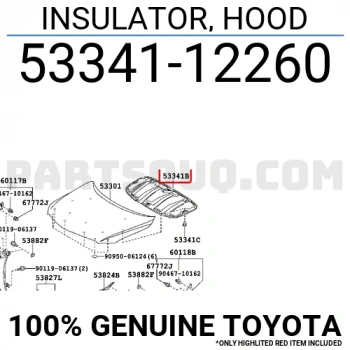 Kaput İzolatörü Corolla 2007-12 (Oem No:5334112260)