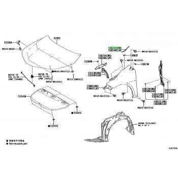 Cam Alt Izgarası Corolla 2019-2024 Yan Bakalit Sol (Oem No:5382302190)