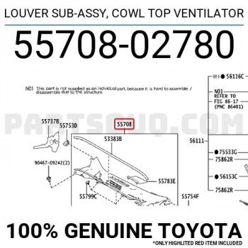 Cam Alt Izgarası Corolla 2019-24 (Oem No:5570802780)