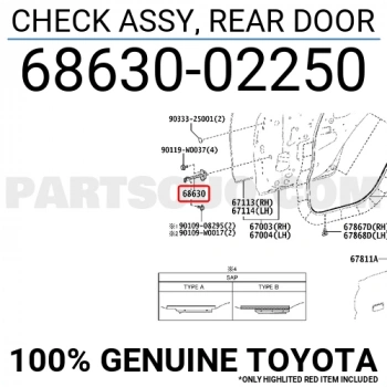 Kapı Gergisi Corolla / Auris Arka 2013-2019 R-L (Oem No:6863002250)