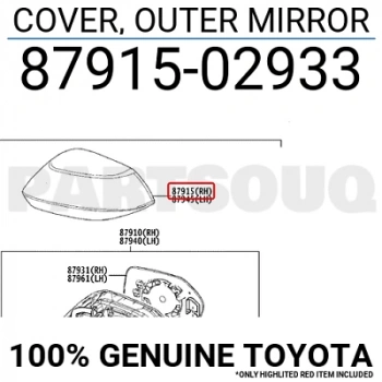 Ayna Kapağı Dış Corolla 2019 Sonrası Sağ (Oem No:8791502933)