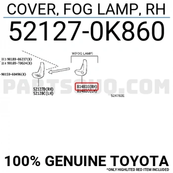 Sis Lamba Kapağı Hilux 2020 Sonrası Adventure-Hı-Cruıser Sağ Sis Delikli (Oem No:521270K860)