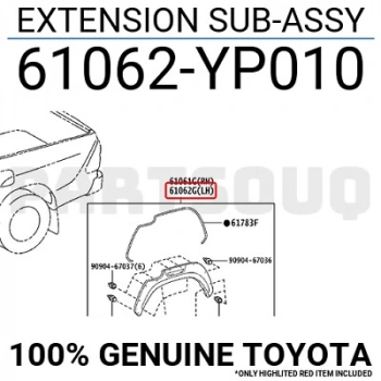 Dodik Çamurluk Hilux 2020 Sonrası Arka Sol (Oem No:61062Yp010)