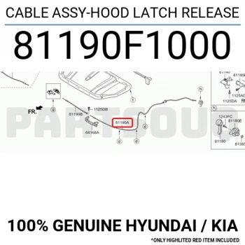 Tel Kaput Açma Sportage 2016-2018 Arka (Oem No:81190F1000)