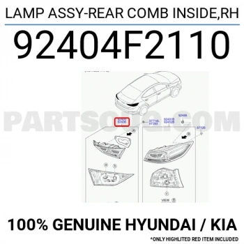 Stop Lambası Elantra 2016-2018 Ledli İç Sağ (Oem No:92404F2110)