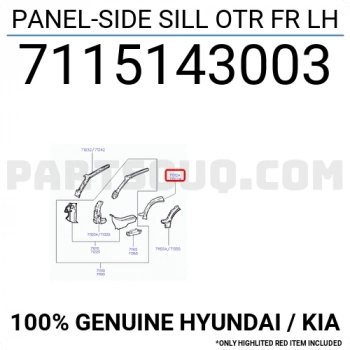 Çamurluk Sacı H100  Kmy Dış Sol (Oem No:7115143003)