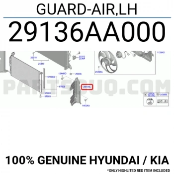 Radyatör Muhafaza Bakaliti Elantra 2021 Sonrası Sol (Oem No:29136Aa000)