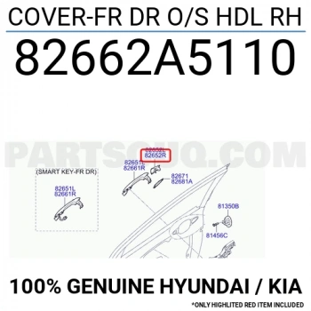 Kapı Kolu Anahtar Kapağı I-30 2012-2016 Dış Sağ (Deliksiz) (Oem No:82662A5110)