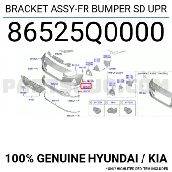 Tampon Bağlantı Braketi I-2020 Ön 2021 Sonrası Üst Sol (Oem No:86525Q0000)