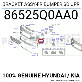 Tampon Bağlantı Braketi Bayon Ön 2021 Sonrası Üst Sol (Oem No:86525Q0Aa0)