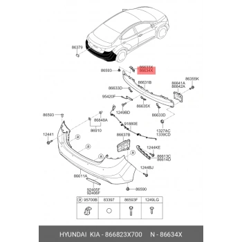 Tampon Bağlantı Braketi Elantra Arka 2014-2016 Üst Sağ (Oem No:866823X700)