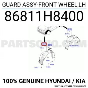 Çamurluk Davlumbazı Stonic Ön 2018-2021 Sol (Oem No:86811H8400)