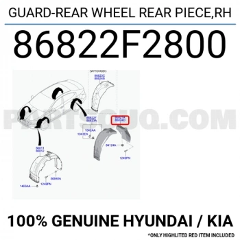 Çamurluk Davlumbazı Elantra Arka 2019-2020 Arka Sağ (Oem No:86822F2800)