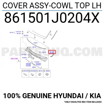 Cam Alt Izgara Kapağı I-2020 2012-2014 Ön Sol (Oem No:861501J0204X)