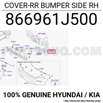 Bakalit Tampon Arka Üst Kapağı İ20 2012- Sağ   (Oem No:866961J500)