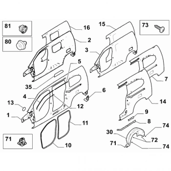 Fiat Doblo V Rifter Partner Berlingo 2022- Arka Çamurluk Sol  (Oem No:9827671180)