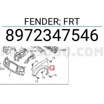 Çamurluk D-Max 2002-2007 Sinyal+ Dodik Delikli Ön Sağ (Oem No:8972347546)
