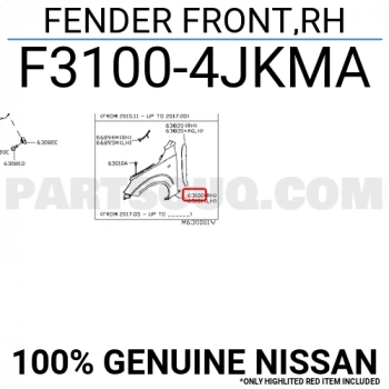 Çamurluk Navara 2016-2021 Ön Sağ (Oem No:F31004Jkma)
