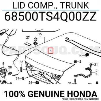 Bagaj Kapağı Civic 2012-2016 Sedan (Oem No:68500Ts4Q00Zz)
