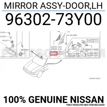 Nissan Sunny B13 Elektrikli Ayna 1990-1996 Sol (Oem No:9630273Y00)
