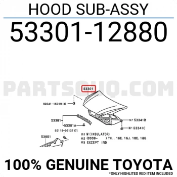 Motor Kaputu Corolla 2002-2006 Altıs (Usa / Thaı / Taıwan Type) (Oem No:5330112880)