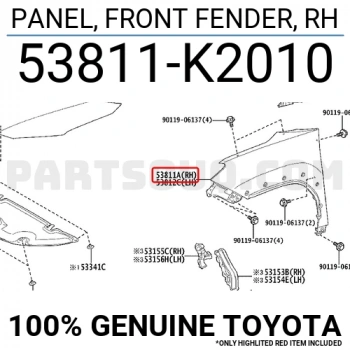 Çamurluk Yaris Cross 2021 Sonrası Ön Sağ (Oem No:53811K2010)