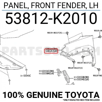 Çamurluk Yaris Cross 2021 Sonrası Ön Sol (Oem No:53812K2010)