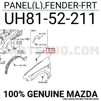Çamurluk B2500 2004-2006 Delikli Ön Sol (Oem No:Uh8152211A)