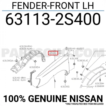 Çamurluk D22 Ön Sol  Deliksiz Ml (Oem No:631132S400)
