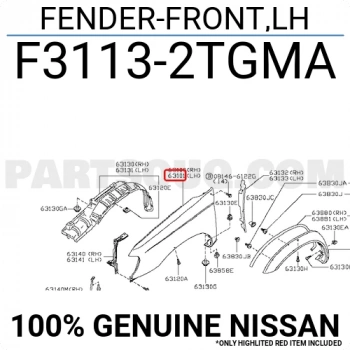 Çamurluk Yd25 2002-2005 4X2 Ön Sol  Dodik  Deliksiz (Oem No:63113Vk000)