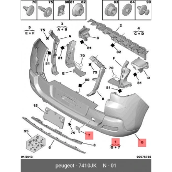 Peugeot  3008  2009-2013  Arka Tampon Siyah Sensör Deliksiz (Tw) (Oem No:7410Jk)
