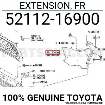 Toyota Corolla- Cross- 2022-2024  Ön Tampon Sağ Dodik Delikli Astarlı/Siyah (Tyg) (Oem No:5211216900)