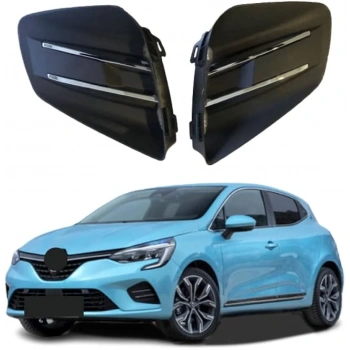 Renault Clio- 5- Hb- 2020-2023  Sis Lamba Kapağı Sağ/Sol Set (2 Parça) (Sis Deliksiz Sensörlü) Nikelajlı (Oem No:263313919R)