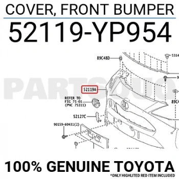 Toyota Yaris Cross- 2022-2024  Ön Tampon Siyah Sensör Deliksiz (Tyg) (Oem No:52119Yp954)